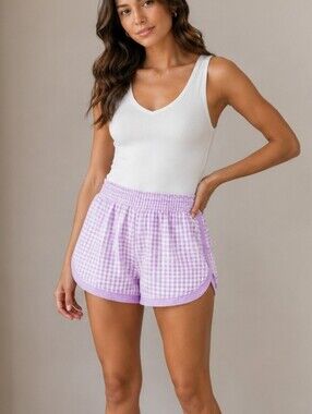 Gingham Lavender Women's Lounge Shorts